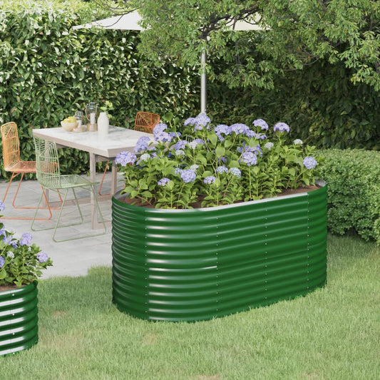 Canteiro elevado jardim 152x80x68 cm aço galvanizado verde