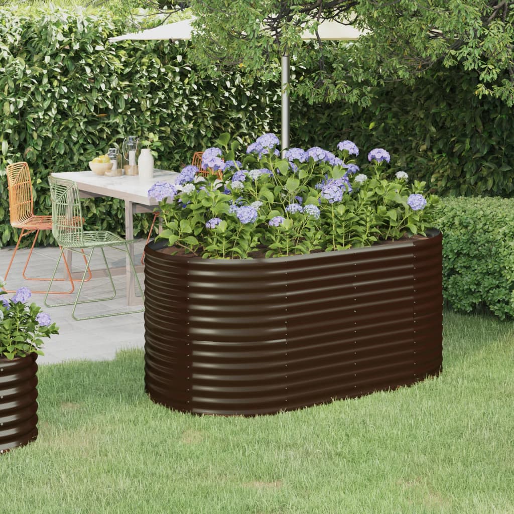 Canteiro elevado jardim 152x80x68cm aço galvanizado castanho