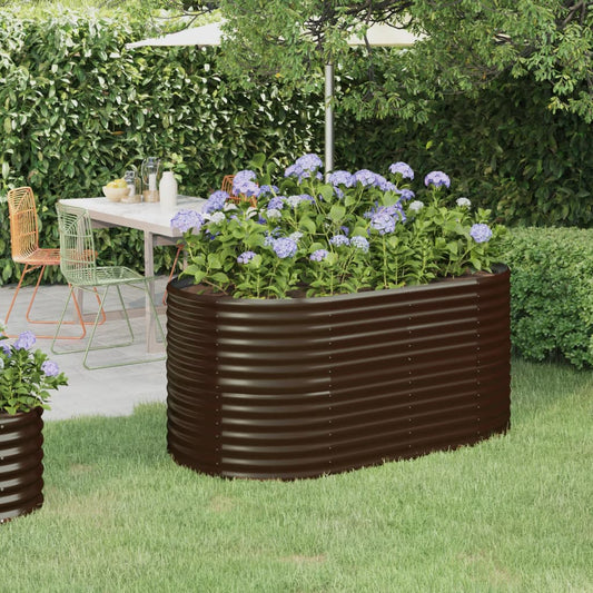 Canteiro elevado jardim 152x80x68cm aço galvanizado castanho