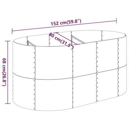 Canteiro elevado jardim 152x80x68 aço galvanizado antracite