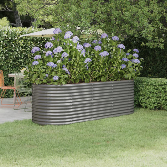 Canteiro elevado jardim 224x80x68cm aço galvanizado cinzento
