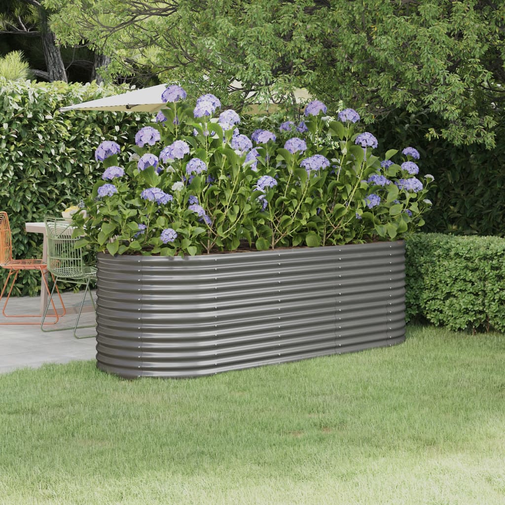 Canteiro elevado jardim 224x80x68cm aço galvanizado cinzento