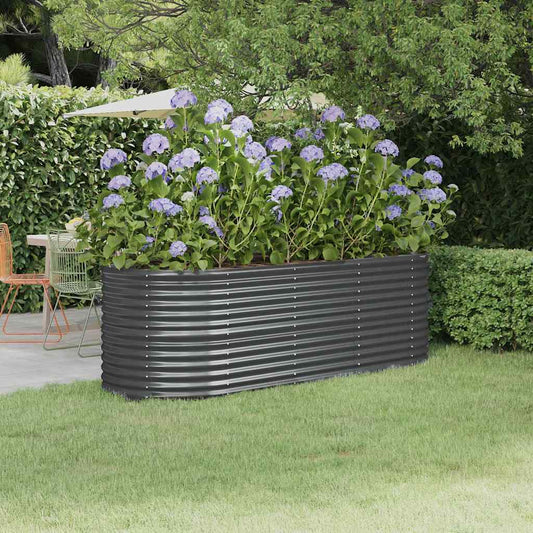 Canteiro elevado jardim 224x80x68 aço galvanizado antracite