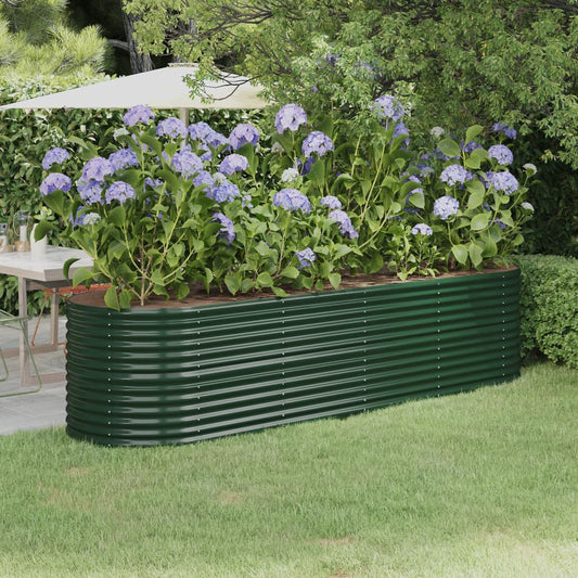 Canteiro elevado jardim 296x80x68 cm aço galvanizado verde