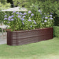 Canteiro elevado jardim 296x80x68cm aço galvanizado castanho
