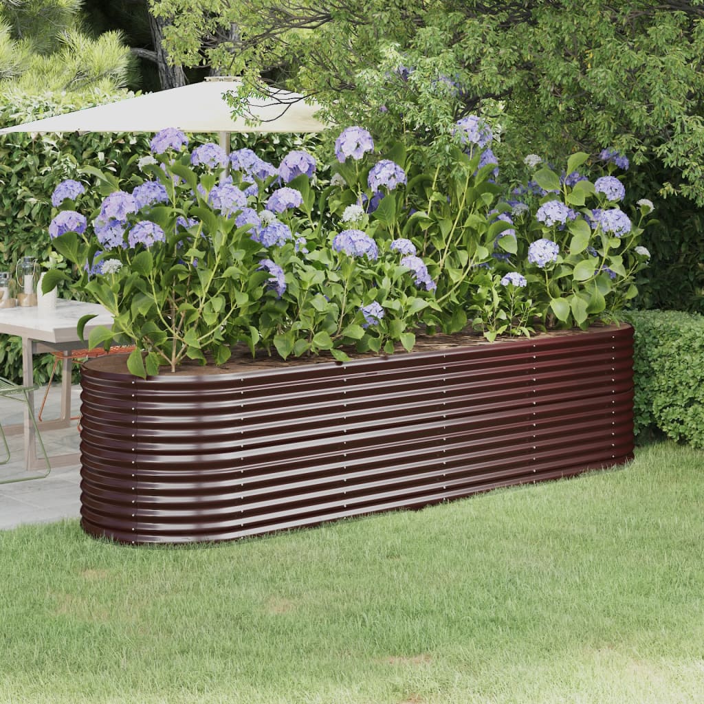 Canteiro elevado jardim 296x80x68cm aço galvanizado castanho