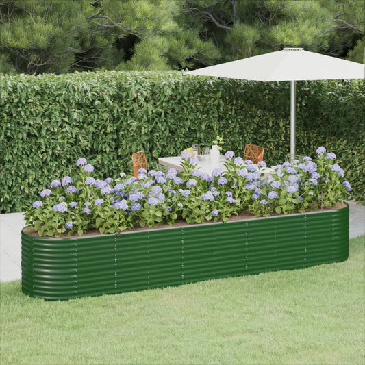 Canteiro elevado jardim 368x80x68 cm aço galvanizado verde