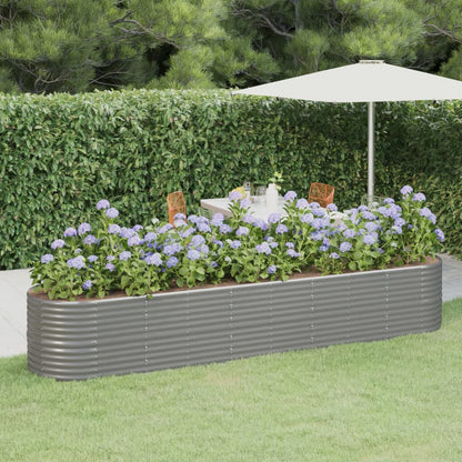 Canteiro elevado jardim 368x80x68cm aço galvanizado cinzento