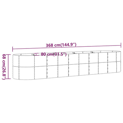 Canteiro elevado jardim 368x80x68cm aço galvanizado castanho