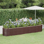 Canteiro elevado jardim 368x80x68cm aço galvanizado castanho