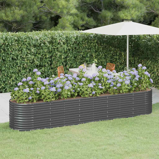 Canteiro elevado jardim 368x80x68 aço galvanizado antracite