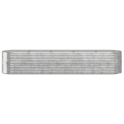 Canteiro elevado jardim 368x80x68cm aço galvanizado prateado