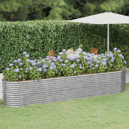 Canteiro elevado jardim 368x80x68cm aço galvanizado prateado
