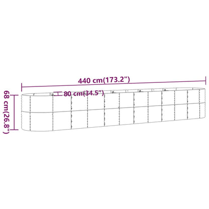 Canteiro elevado jardim 440x80x68cm aço galvanizado castanho