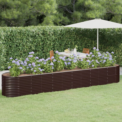 Canteiro elevado jardim 440x80x68cm aço galvanizado castanho