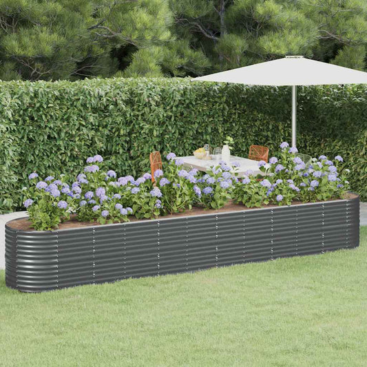 Canteiro elevado jardim 440x80x68 aço galvanizado antracite