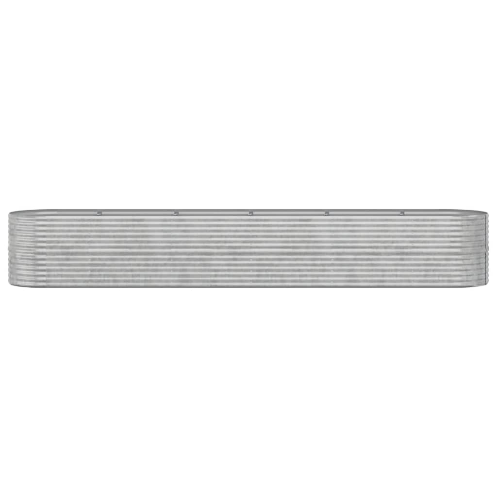 Canteiro elevado jardim 440x80x68cm aço galvanizado prateado