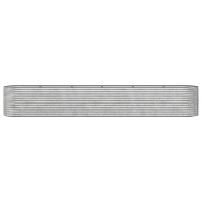 Canteiro elevado jardim 440x80x68cm aço galvanizado prateado