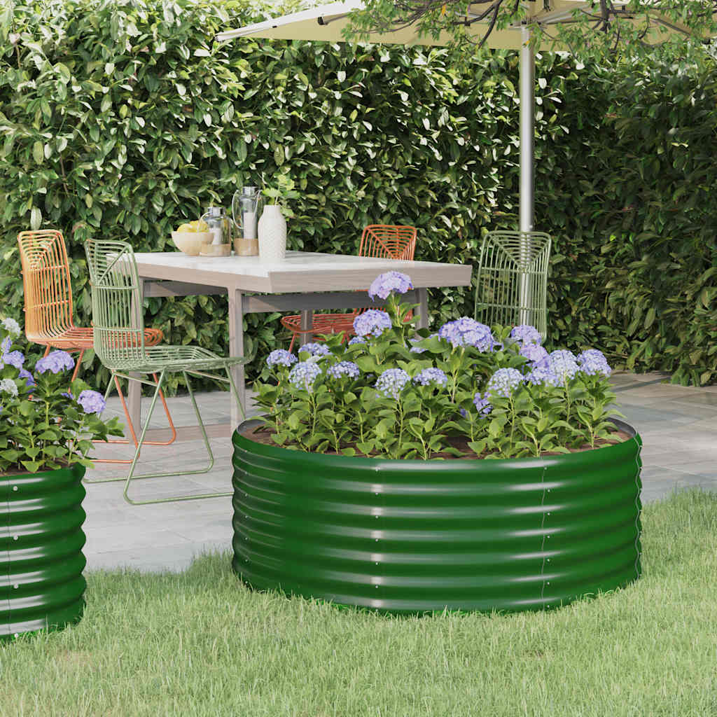 Canteiro elevado jardim 100x100x36 cm aço galvanizado verde