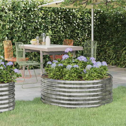 Canteiro elevado jardim 100x100x36 aço galvanizado prateado