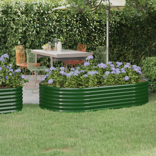 Canteiro elevado jardim 175x100x36 cm aço galvanizado verde