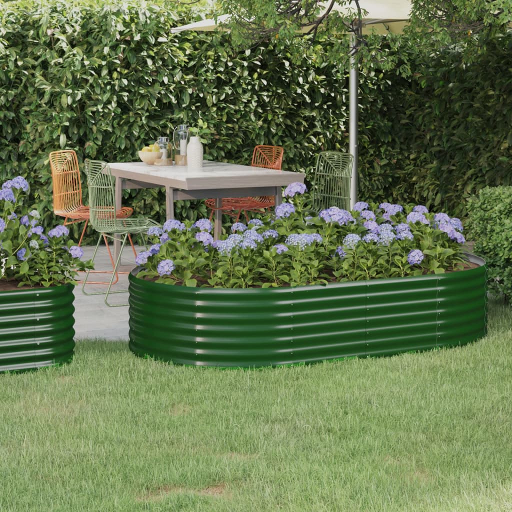 Canteiro elevado jardim 175x100x36 cm aço galvanizado verde