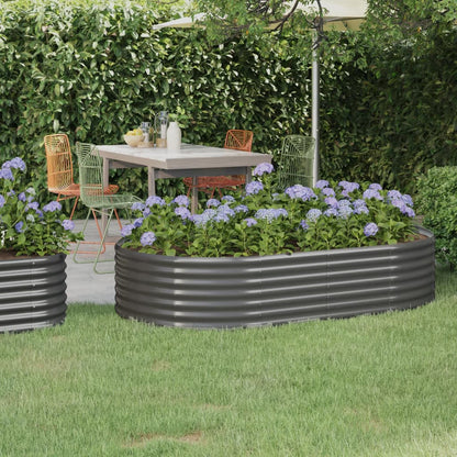Canteiro elevado jardim 175x100x36 aço galvanizado cinzento