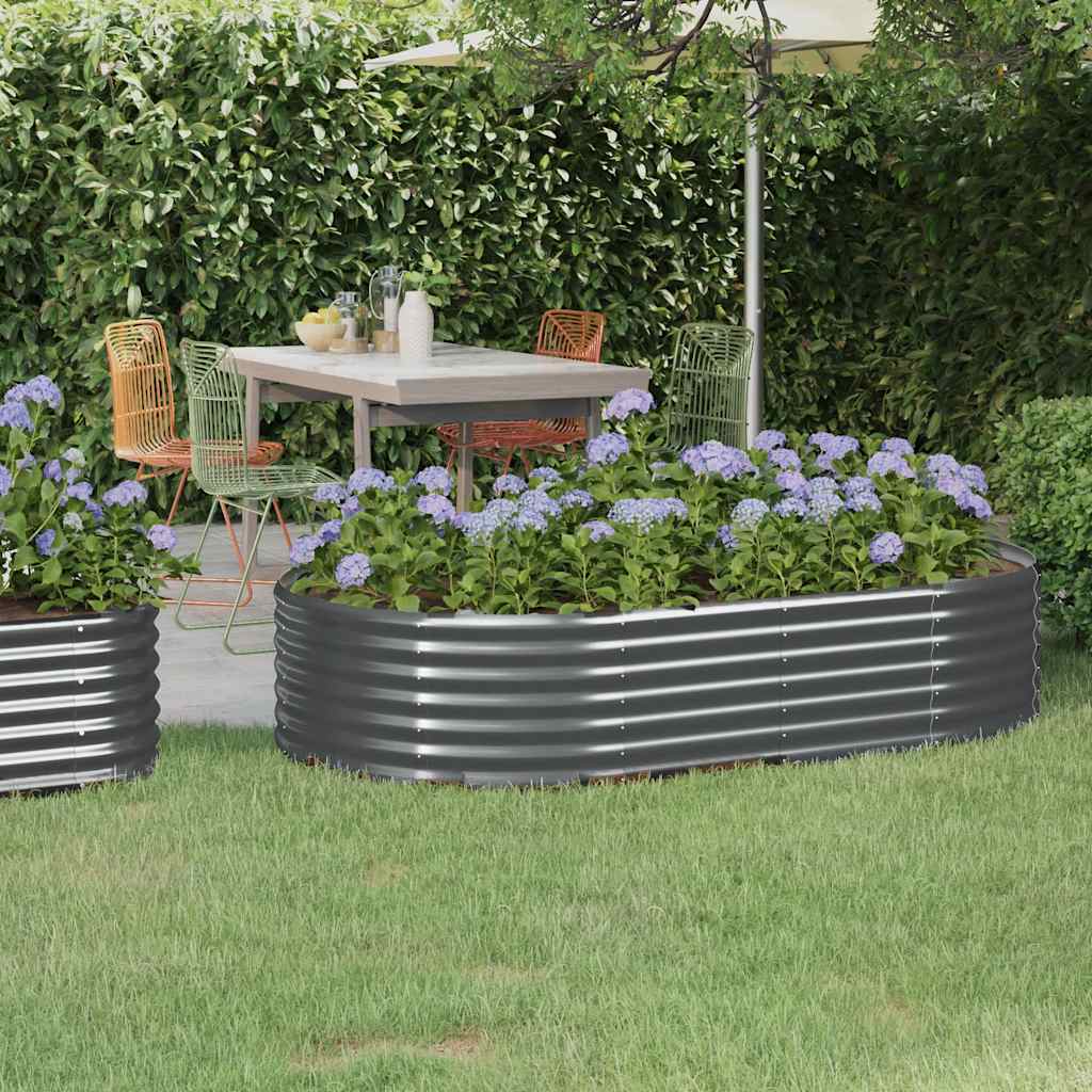 Canteiro elevado jardim 175x100x36 aço galvanizado antracite