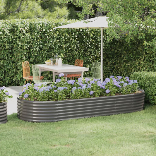 Canteiro elevado jardim 249x100x36 aço galvanizado cinzento