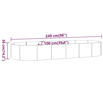 Canteiro elevado jardim 249x100x36 aço galvanizado castanho