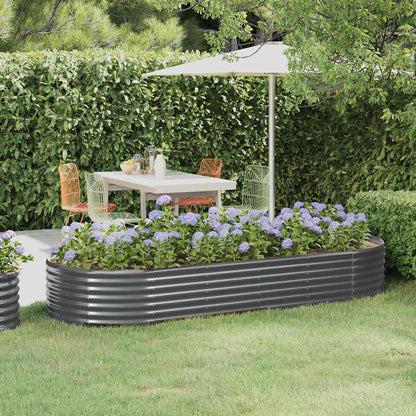 Canteiro elevado jardim 249x100x36 aço galvanizado antracite