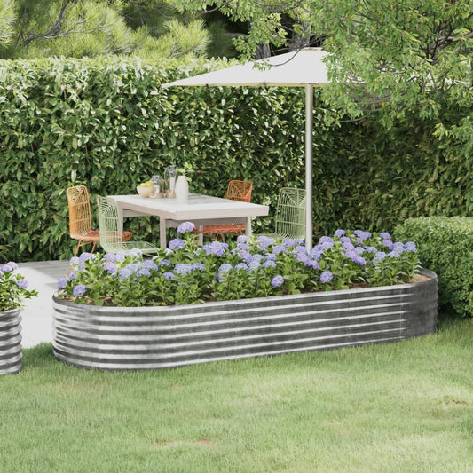 Canteiro elevado jardim 249x100x36 aço galvanizado prateado