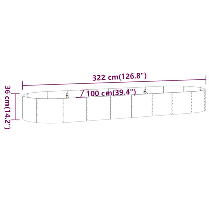 Canteiro elevado jardim 322x100x36 aço galvanizado castanho
