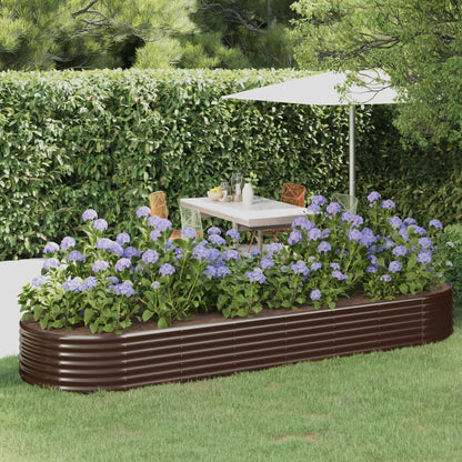 Canteiro elevado jardim 322x100x36 aço galvanizado castanho