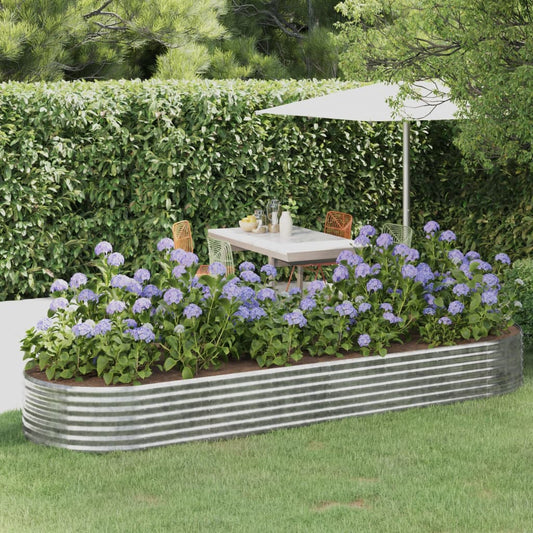 Canteiro elevado jardim 322x100x36 aço galvanizado prateado