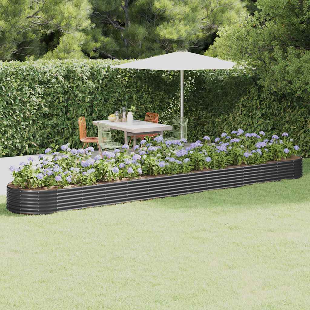 Canteiro elevado jardim 544x100x36 aço galvanizado antracite