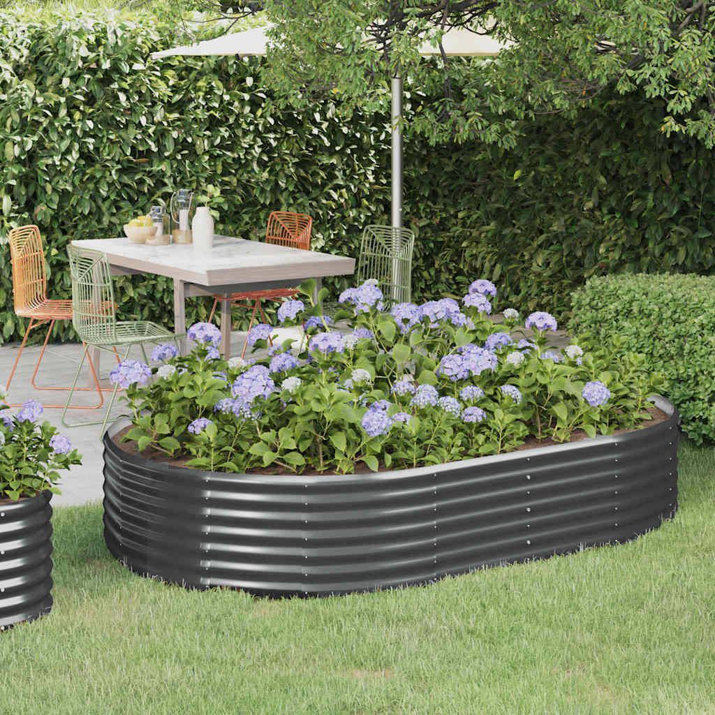 Canteiro elevado jardim 214x140x36 aço galvanizado antracite
