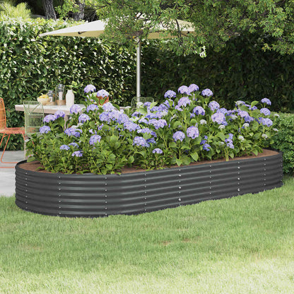 Canteiro elevado de jardim em aço galvanizado 296x140x36 cm antracite