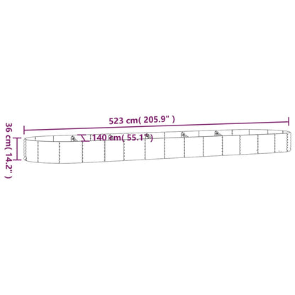 Canteiro elevado jardim 523x140x36 aço galvanizado prateado