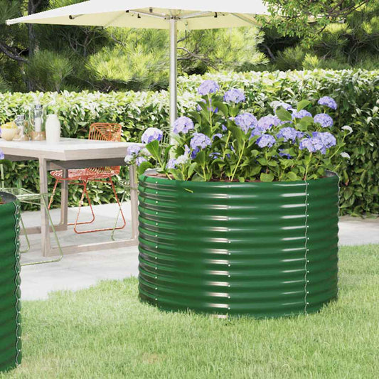 Canteiro elevado jardim 100x100x68 cm aço galvanizado verde