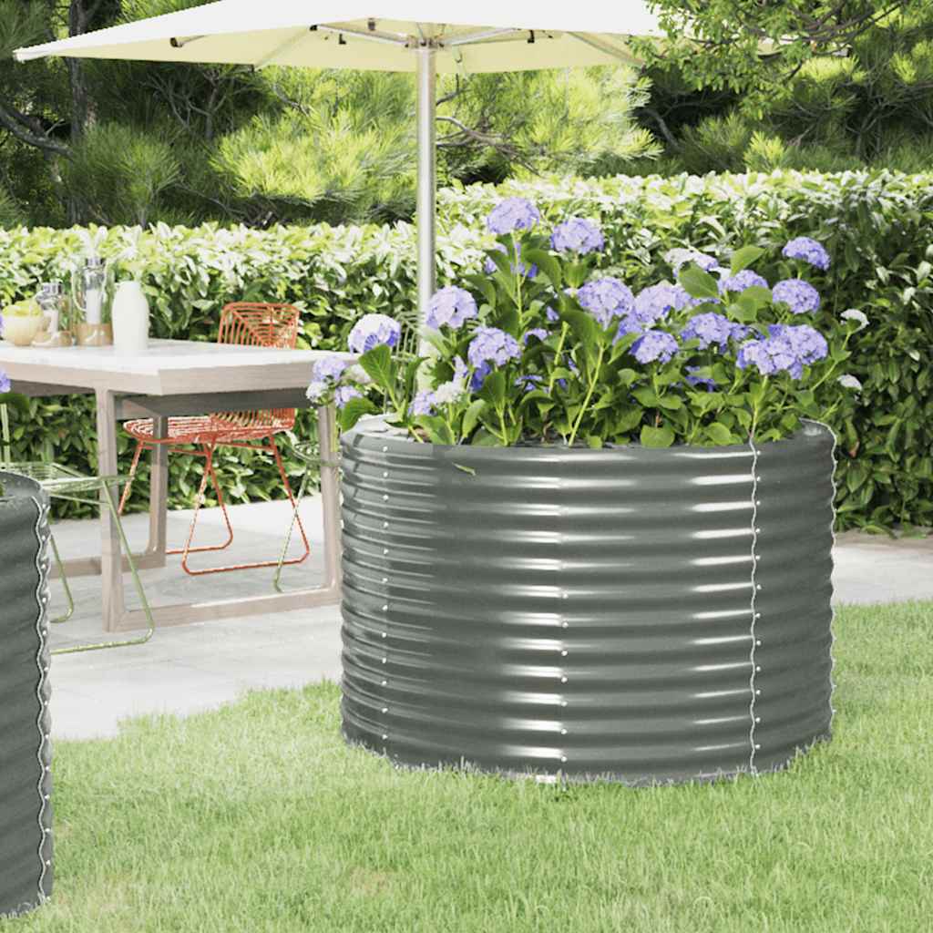 Canteiro elevado jardim 100x100x68 aço galvanizado cinzento