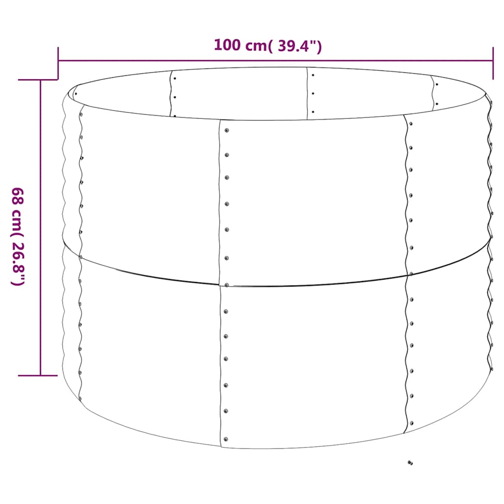 Canteiro elevado jardim 100x100x68 aço galvanizado castanho
