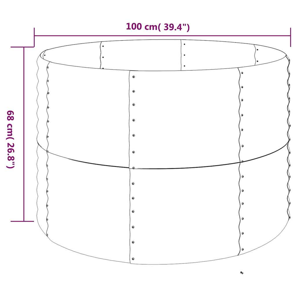 Canteiro elevado jardim 100x100x68 aço galvanizado prateado