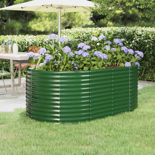 Canteiro elevado jardim 175x100x68 cm aço galvanizado verde