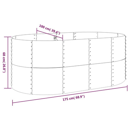 Canteiro elevado jardim 175x100x68 aço revestido a pó castanho