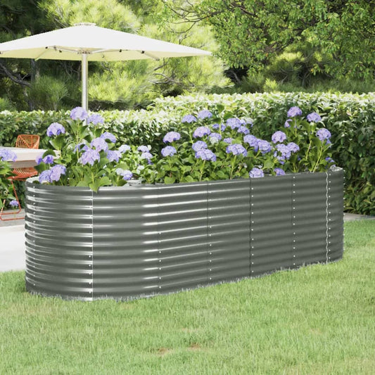 Canteiro elevado jardim 249x100x68 aço galvanizado cinzento