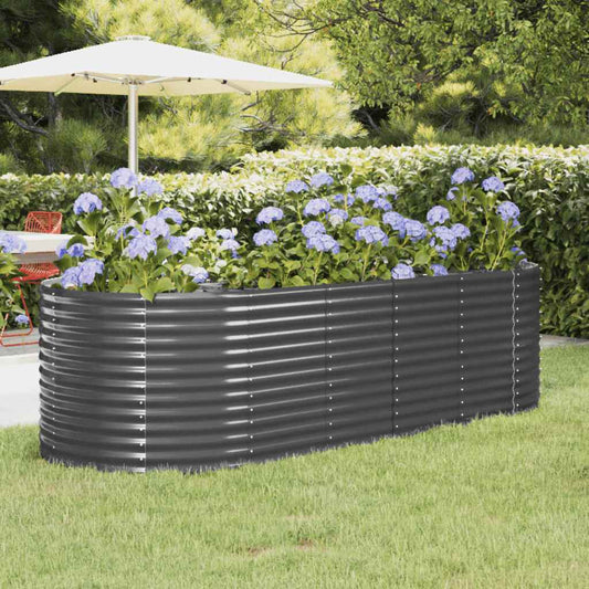 Canteiro elevado jardim 249x100x68 aço galvanizado antracite