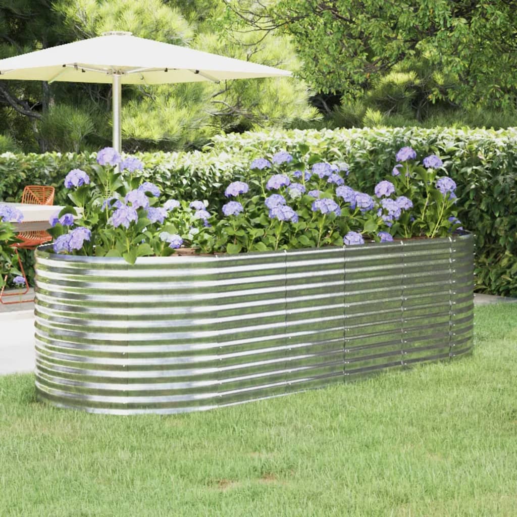 Canteiro elevado jardim 249x100x68 aço galvanizado prateado