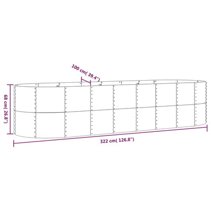 Canteiro elevado jardim 322x100x68 aço galvanizado cinzento