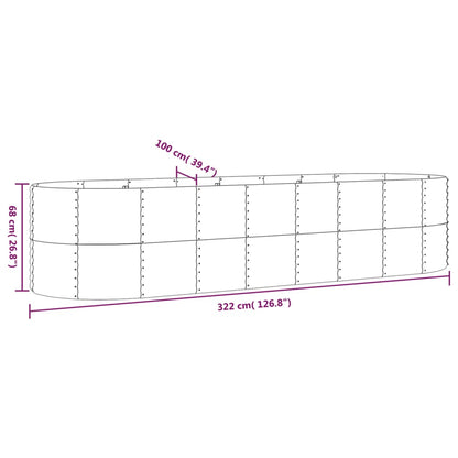 Canteiro elevado jardim 322x100x68 aço galvanizado prateado